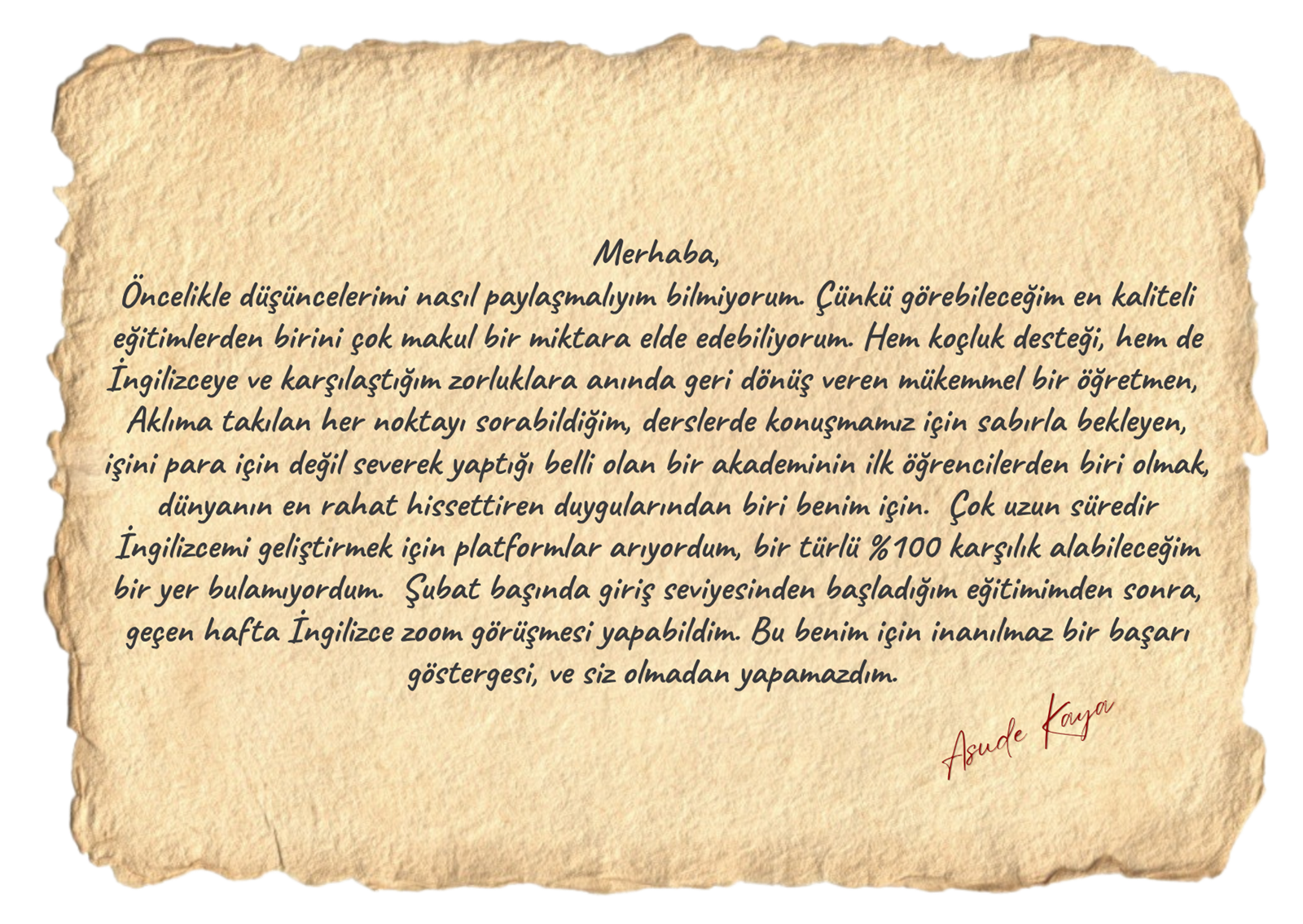 Asude Kaya öğrenci yorumu